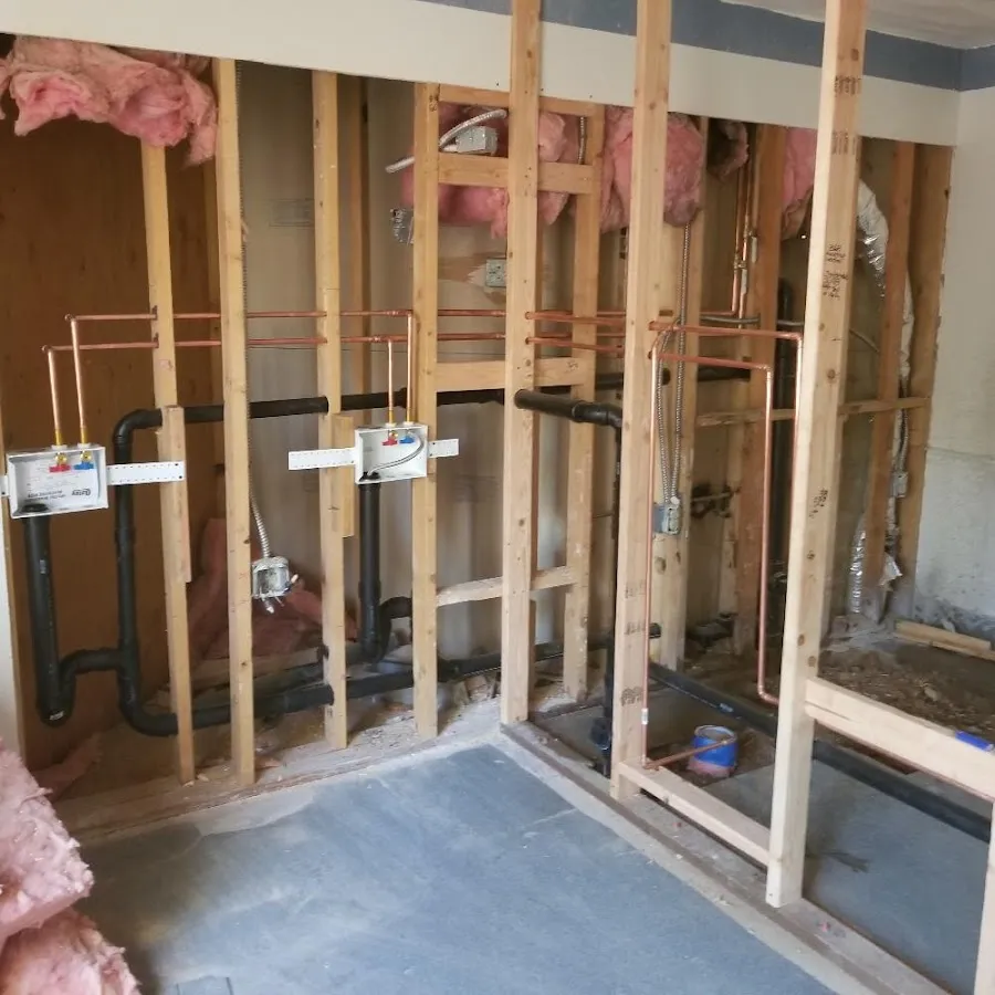 Copper pipe rough-in and plumbing installation in Redwood City